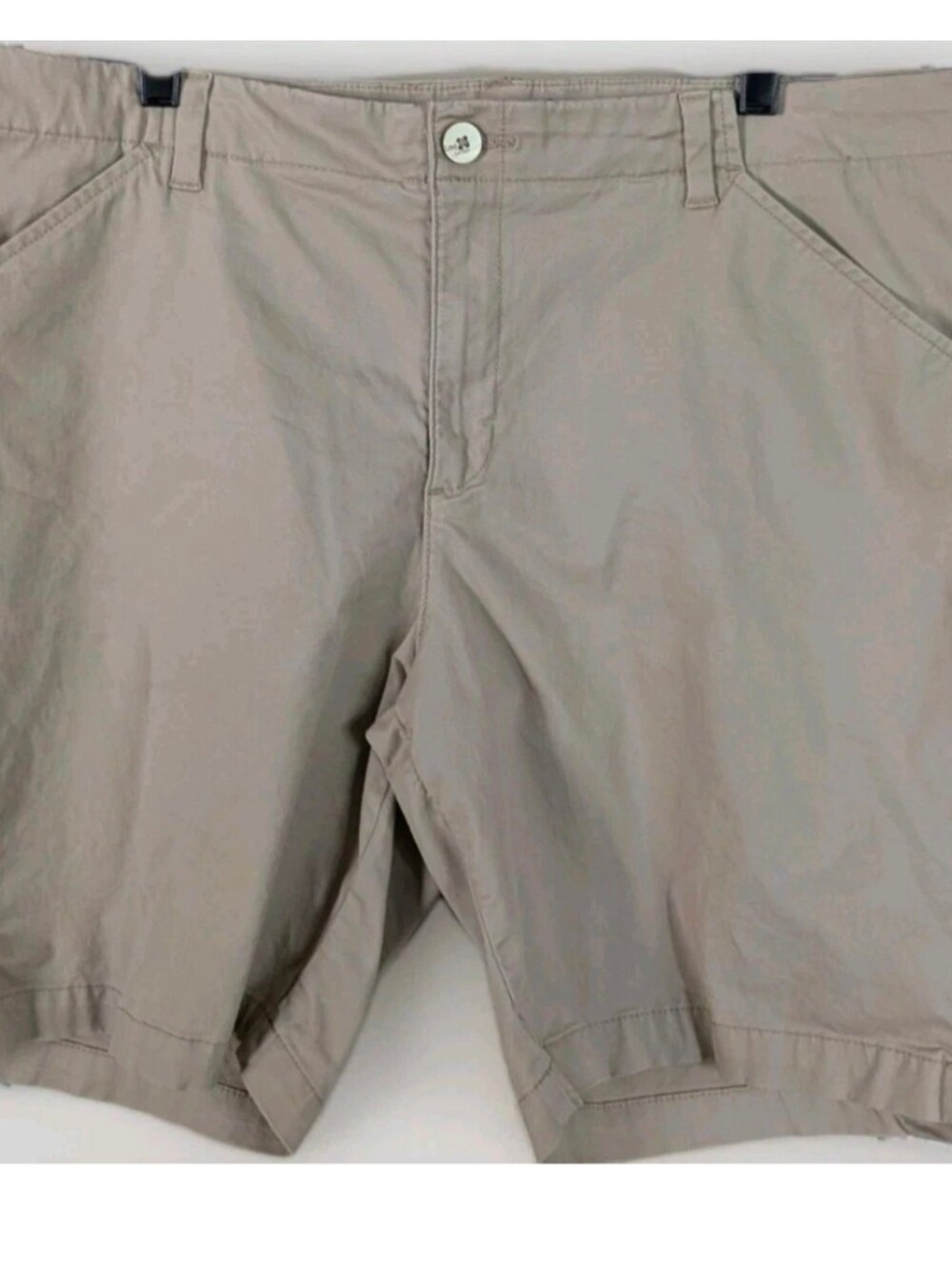 Lee Regular Fit Women's 18 Stretch Shorts Beige 9" Inseam Pockets Mid-Rise